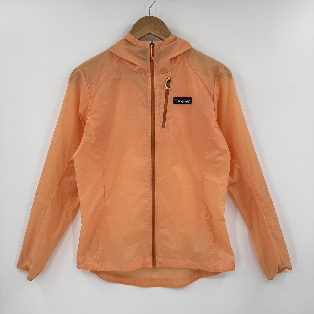 Patagonia Women's S Houdini Jacket Orange Peach Hooded Windbreaker Packable